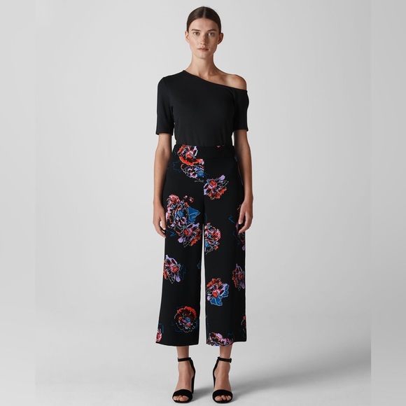 Whistles Pants - Whistles Freya Floral Cropped Culotte Wide Leg Pants Size 0/XS